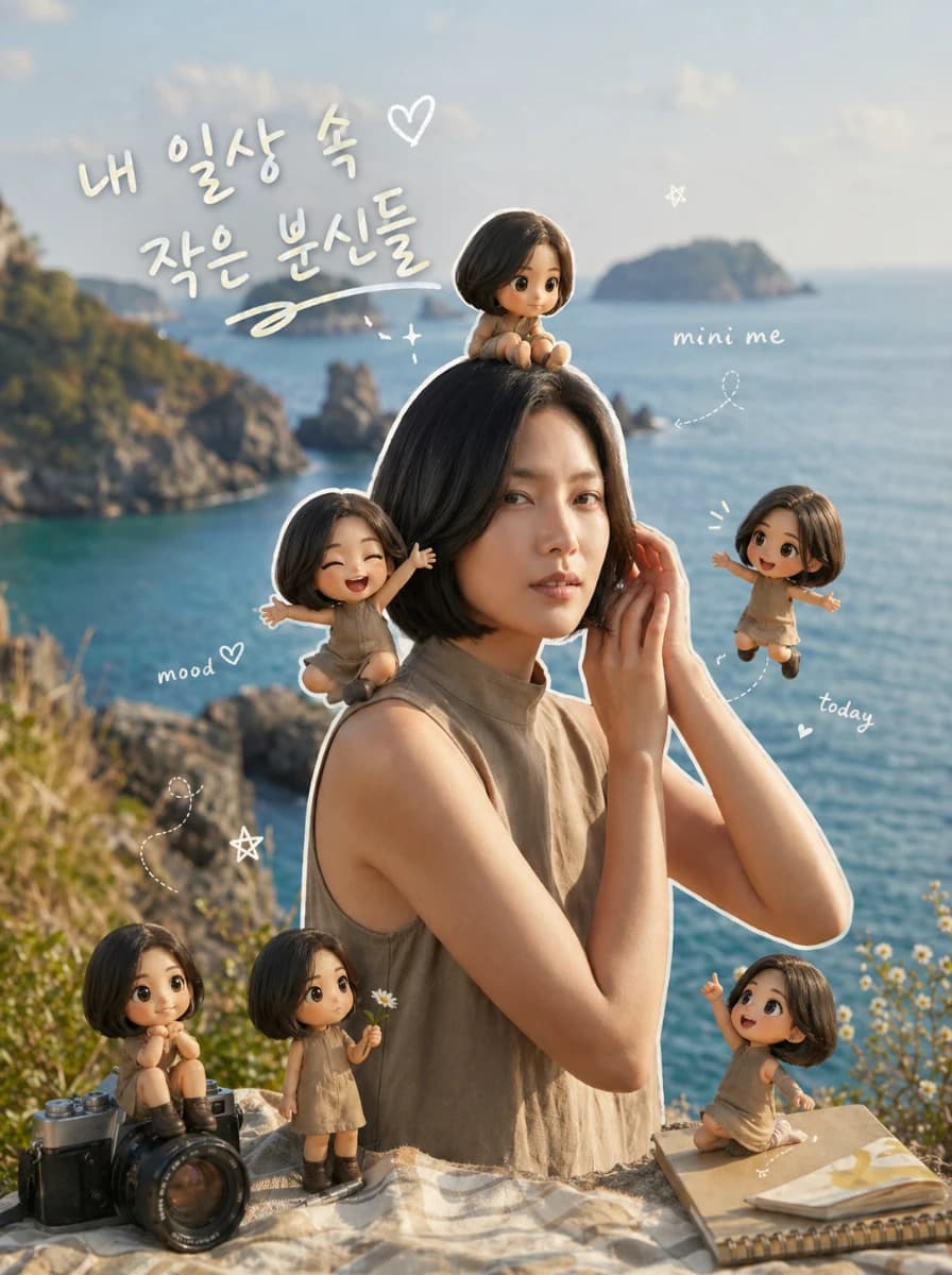 미니미 캐릭터 감성 합성 프롬프트 요즘 유행 1